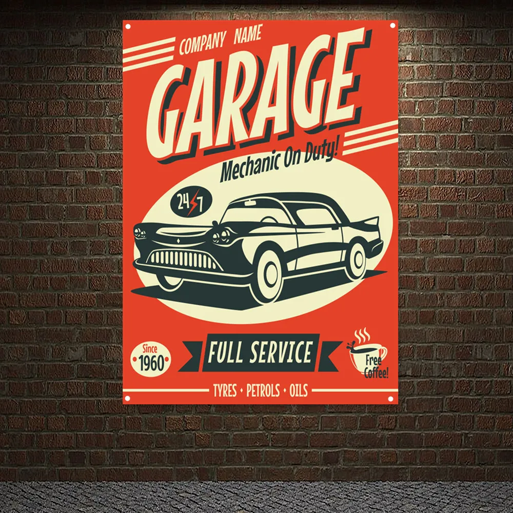 Auto Repair Shop Banners - MECHANIC ON DUTY Vintage mobil layanan