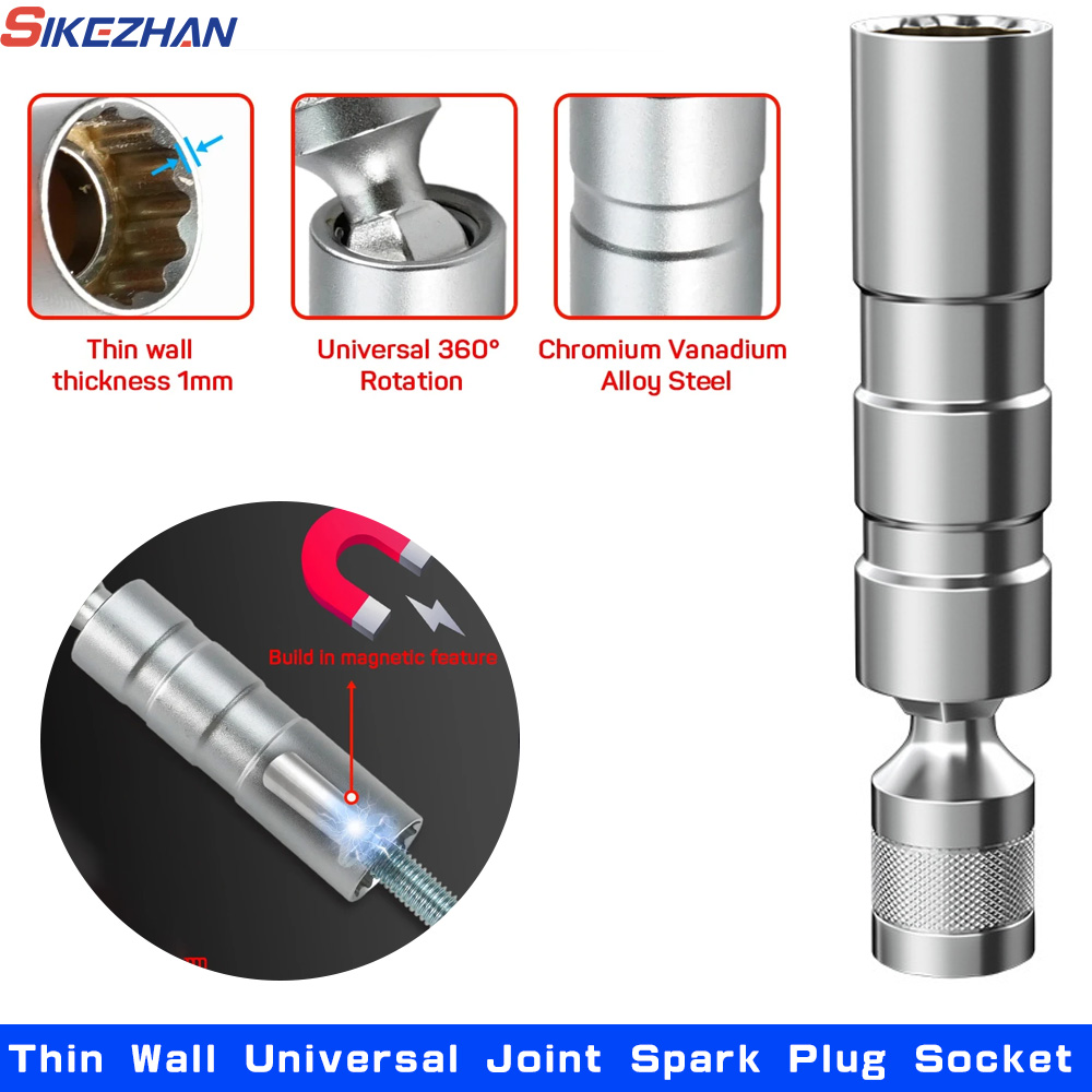 Spark Plug Socket Set - 16Mm dengan Soket Busi Sambungan Universal