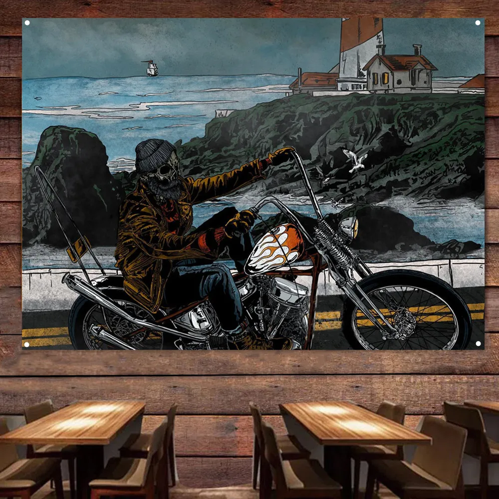 Auto Repair Shop Banners - Poster Seni Sepeda Motor Pengendara Kerangka
