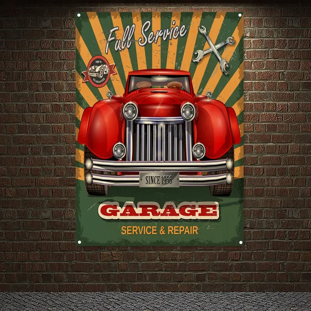 Auto Repair Shop Banners - Poster Seni Garasi Mobil Vintage, Layanan
