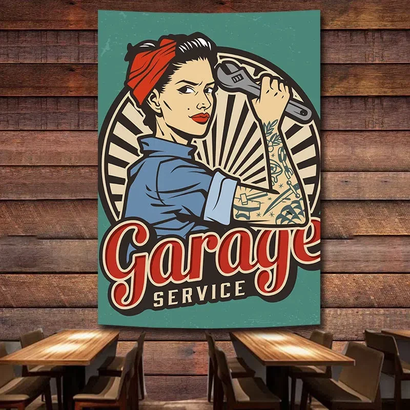Auto Repair Shop Banners - Layanan garasi Vintage mobil perbaikan Poster