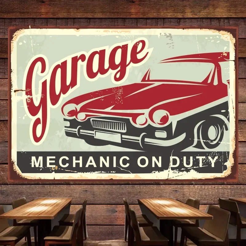 Auto Repair Shop Banners - MECHANIC ON DUTY Poster mobil Vintage